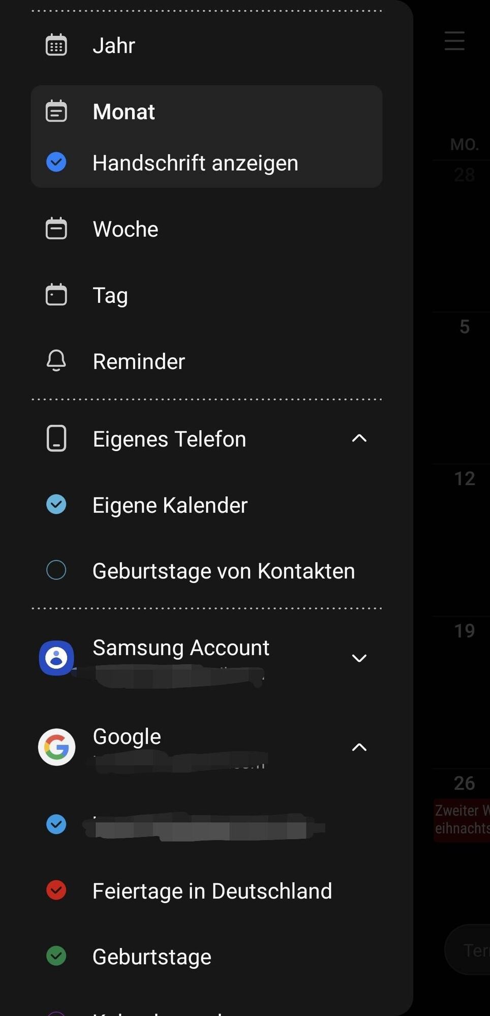 Geburtstagstage erscheinen nicht im Kalender?  Samsung Forum