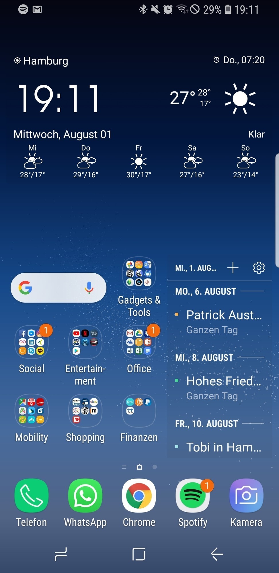 Samsung Kalender Homescreen 